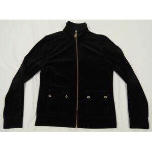 Lauren Ralph Lauren LRL Velour Womens Black Full Zip Track Jacket PXS